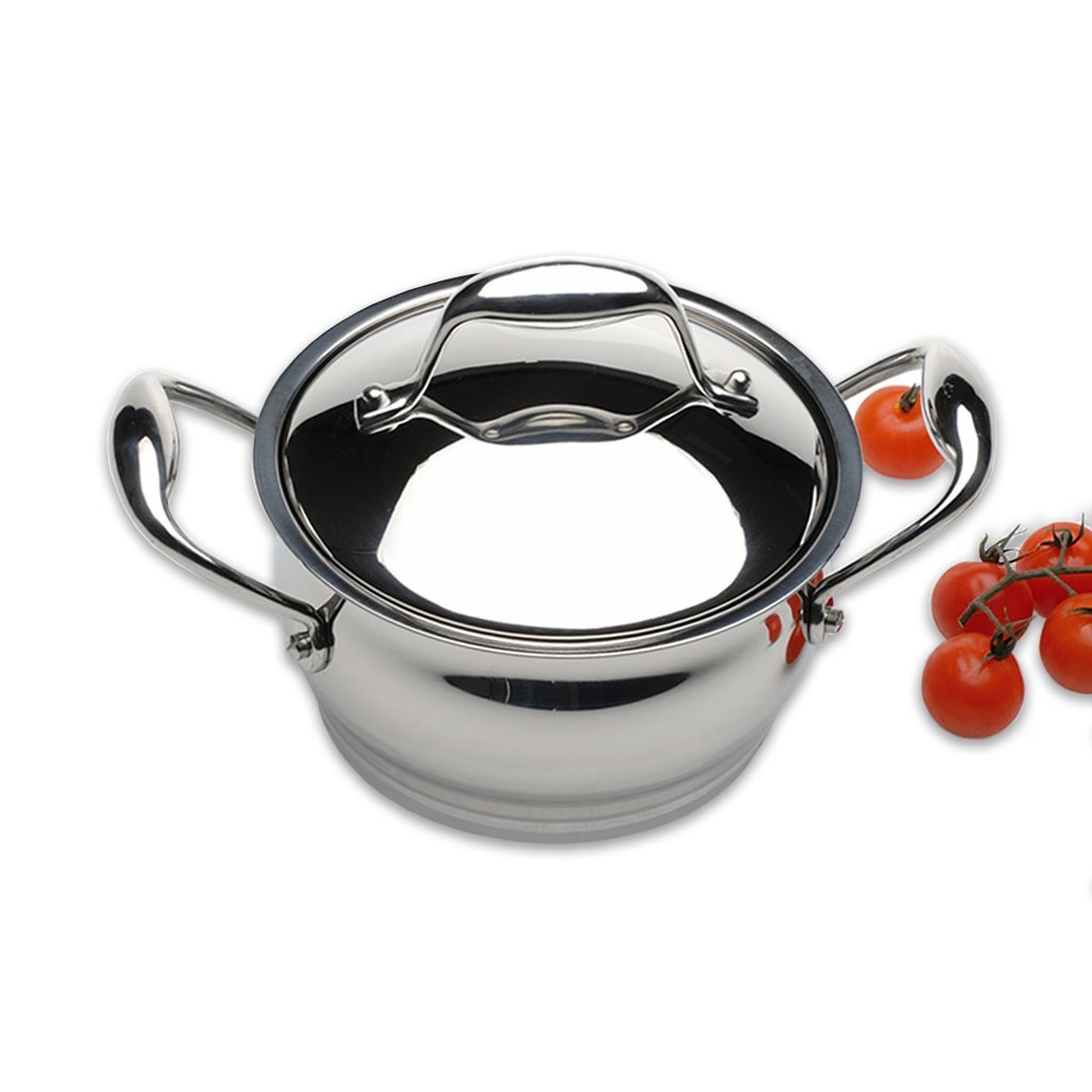 BergHOFF 12pc 18/10 Stainless Steel Cookware Set with Glass Lid, Belly Shape